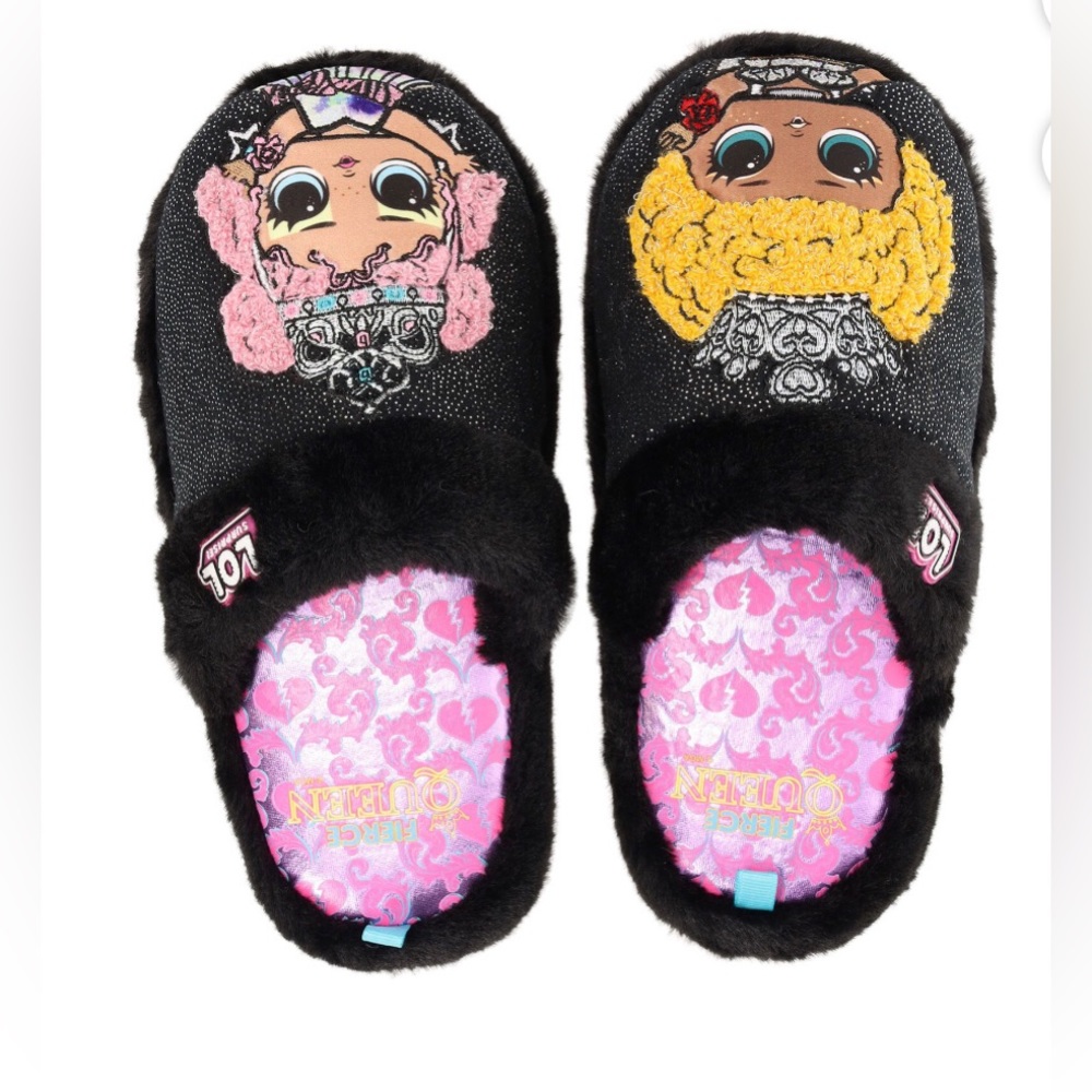 L.O.L. Surprise! Little Girl’s black plush sequin slippers size 6 brand new